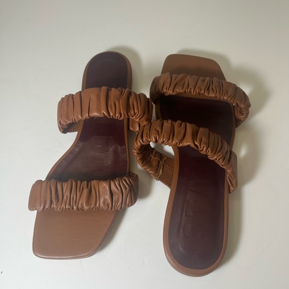 Staud Maya Ruched Leather Slides, no box - Picture 8 of 11